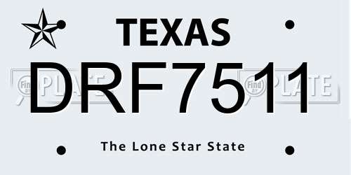 DRF7511 Texas License Plate