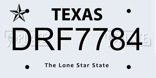 DRF7784 Texas License Plate