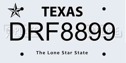 DRF8899 Texas License Plate