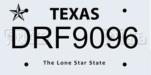 DRF9096 Texas License Plate