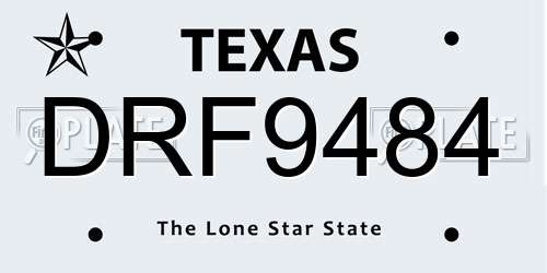 DRF9484 Texas License Plate