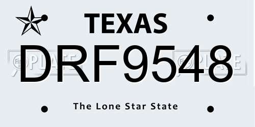 DRF9548 Texas License Plate