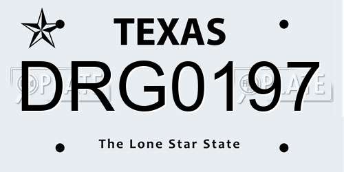 DRG0197 Texas License Plate