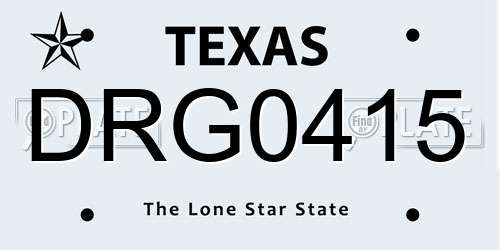 DRG0415 Texas License Plate