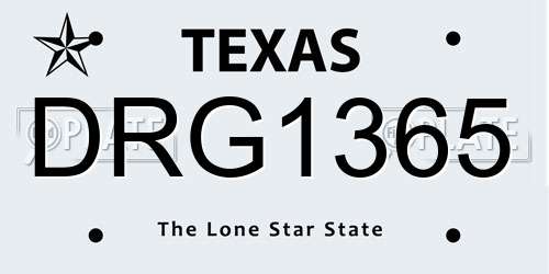 DRG1365 Texas License Plate