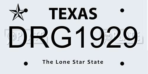 DRG1929 Texas License Plate