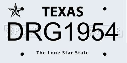 DRG1954 Texas License Plate
