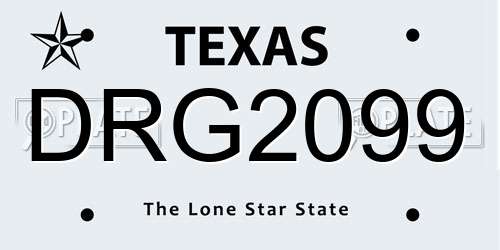DRG2099 Texas License Plate