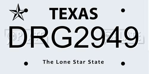 DRG2949 Texas License Plate