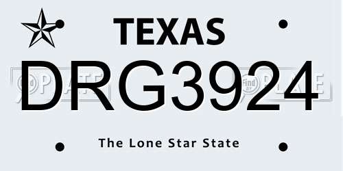 DRG3924 Texas License Plate
