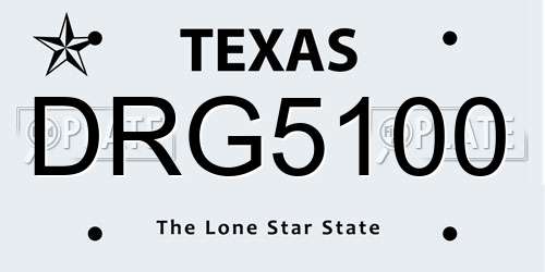 DRG5100 Texas License Plate