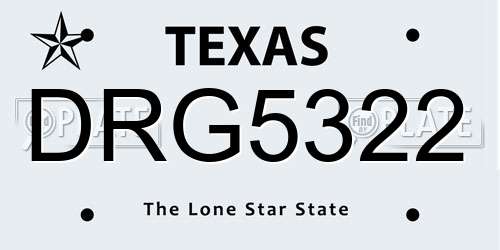 DRG5322 Texas License Plate