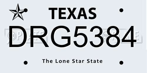 DRG5384 Texas License Plate