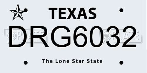 DRG6032 Texas License Plate