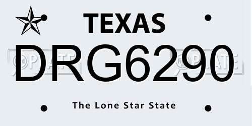 DRG6290 Texas License Plate