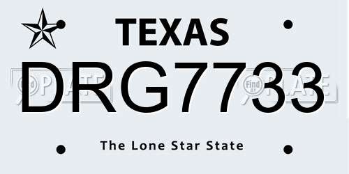 DRG7733 Texas License Plate