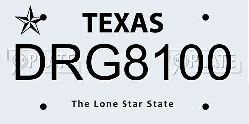 DRG8100 Texas License Plate