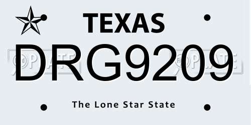 DRG9209 Texas License Plate