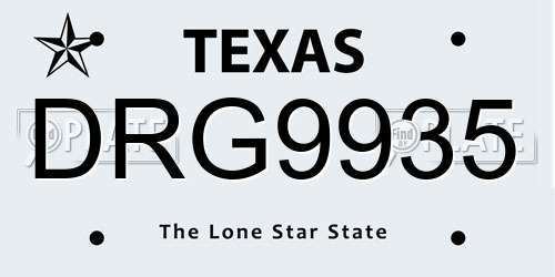 DRG9935 Texas License Plate