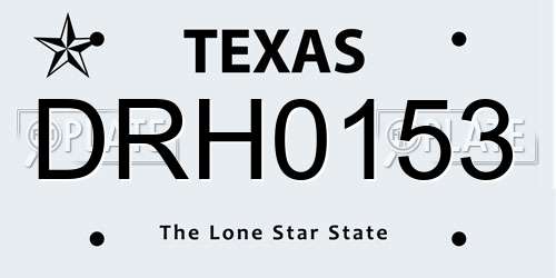 DRH0153 Texas License Plate