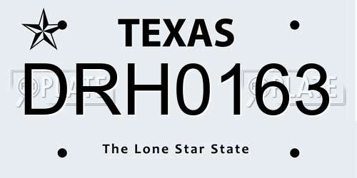 DRH0163 Texas License Plate
