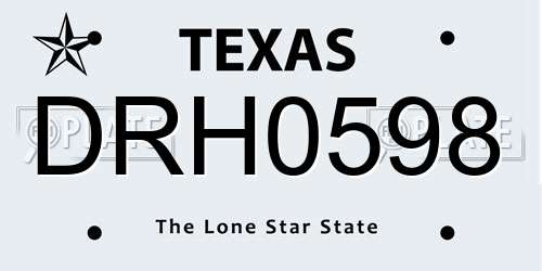 DRH0598 Texas License Plate