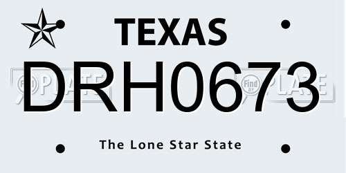 DRH0673 Texas License Plate