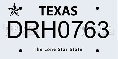 DRH0763 Texas License Plate