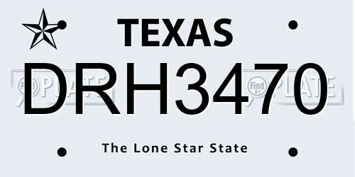 DRH3470 Texas License Plate
