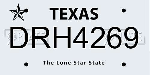 DRH4269 Texas License Plate