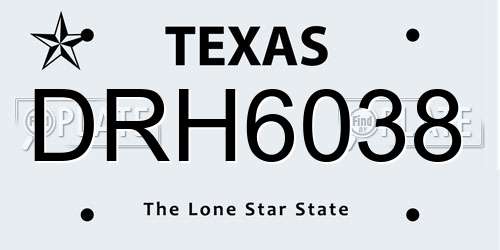 DRH6038 Texas License Plate