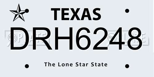 DRH6248 Texas License Plate