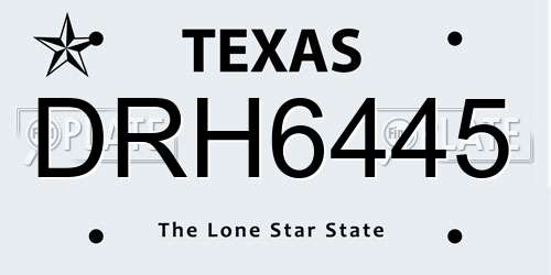 DRH6445 Texas License Plate