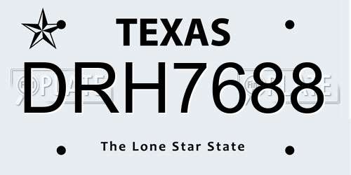 DRH7688 Texas License Plate
