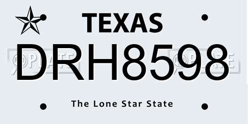 DRH8598 Texas License Plate