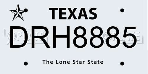 DRH8885 Texas License Plate