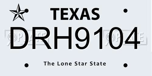 DRH9104 Texas License Plate