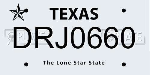 DRJ0660 Texas License Plate