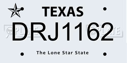 DRJ1162 Texas License Plate