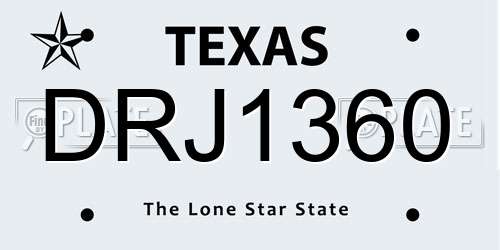 DRJ1360 Texas License Plate