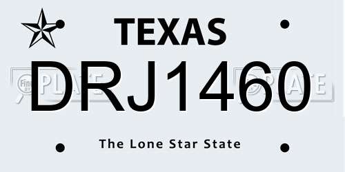 DRJ1460 Texas License Plate