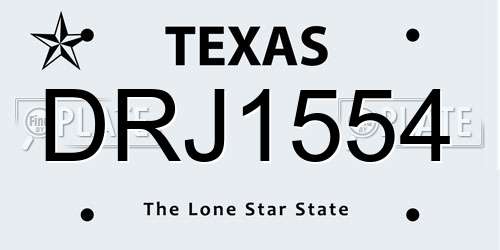 DRJ1554 Texas License Plate
