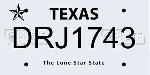DRJ1743 Texas License Plate