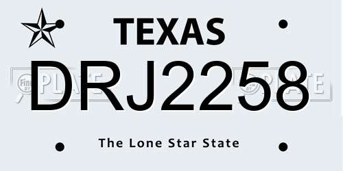 DRJ2258 Texas License Plate