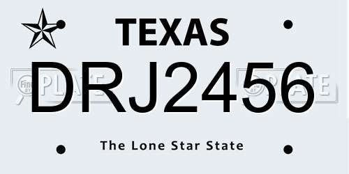 DRJ2456 Texas License Plate