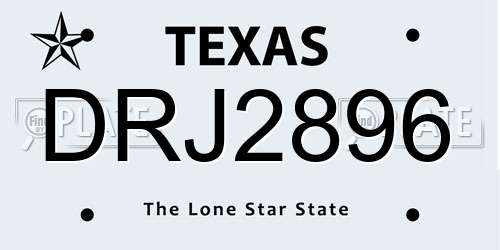 DRJ2896 Texas License Plate
