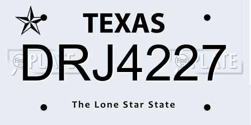 DRJ4227 Texas License Plate