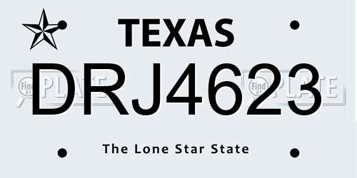 DRJ4623 Texas License Plate