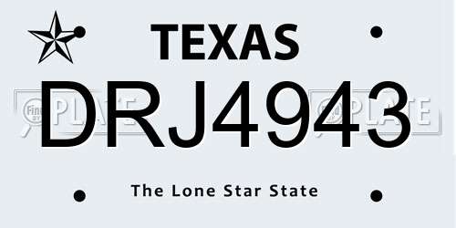 DRJ4943 Texas License Plate