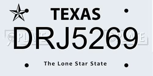 DRJ5269 Texas License Plate
